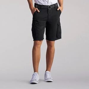 Lee Men's Black Loose Fit Mid-Rise Wyoming Cargo Belted Utility Short Size 46